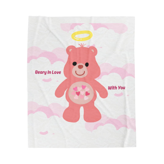 Beary in Love Velveteen Plush Blanket